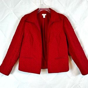 Chicos Red Textured Crop Jacket / Sz Small (Chicos 0)